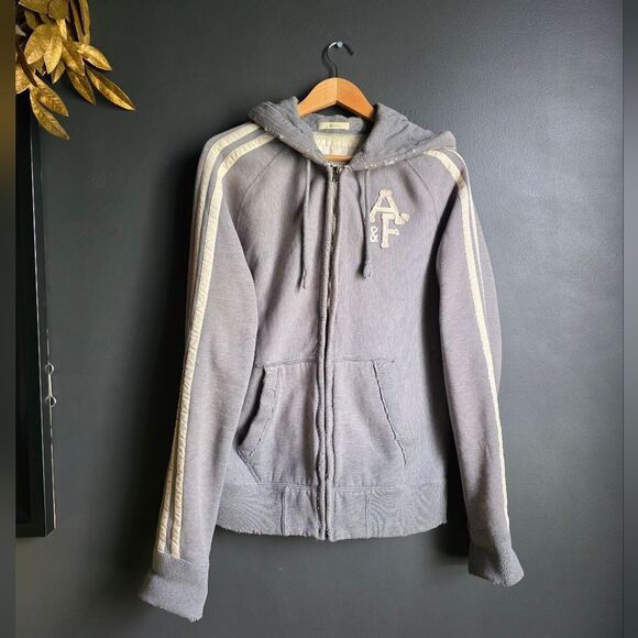 Vintage Abercrombie & Fitch Zip-Up Hoodie Fleece Lined Mens Sz M STREETWEAR GRAY - Picture 2 of 11